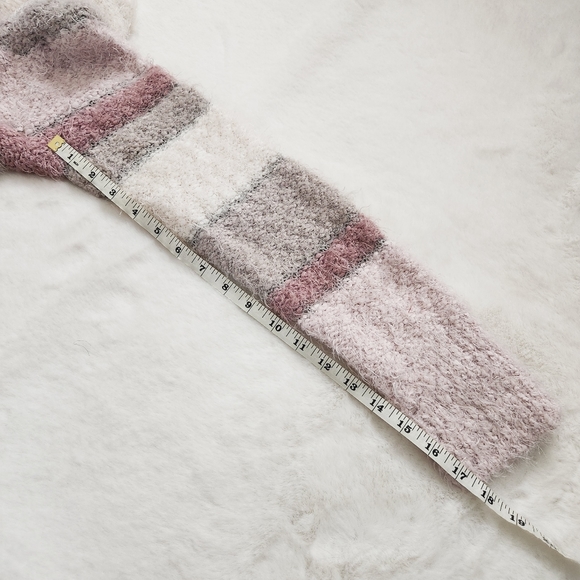 LUX II SWEATER SOFT FUZZY PURPLE GREY CREAM BUTTER LG LARGE L - Picture 7 of 7